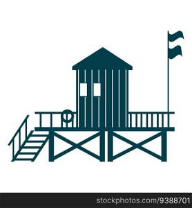 Lifeguard Tower icon. Station beach building illustration style isolated. Lifeguard Tower icon. Station beach building illustration