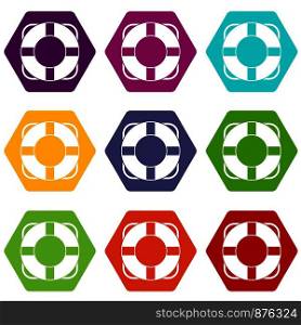Lifeline icon set many color hexahedron isolated on white vector illustration. Lifeline icon set color hexahedron
