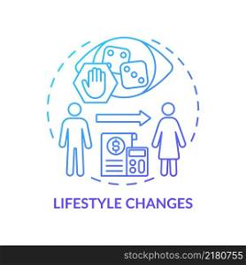 Lifestyle changes blue gradient concept icon. Therapy method. Gambling addiction treatment abstract idea thin line illustration. Isolated outline drawing. Arial, Myriad Pro-Bold fonts used. Lifestyle changes blue gradient concept icon