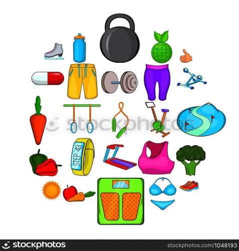 Lifestyle icons set. Cartoon set of 25 lifestyle vector icons for web isolated on white background. Lifestyle icons set, cartoon style