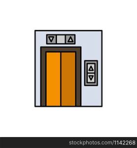 Lift, Building, Construction Flat Color Icon. Vector icon banner Template