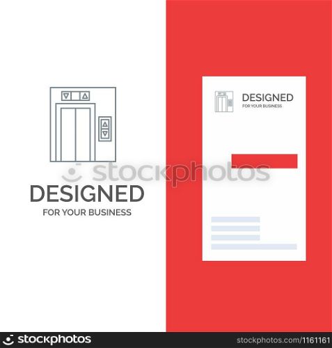 Lift, Building, Construction Grey Logo Design and Business Card Template