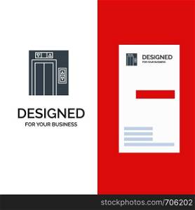 Lift, Building, Construction Grey Logo Design and Business Card Template