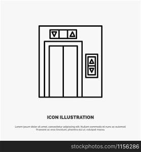 Lift, Building, Construction Line Icon Vector