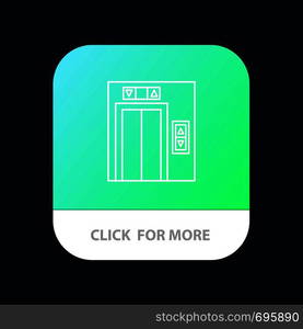 Lift, Building, Construction Mobile App Button. Android and IOS Line Version