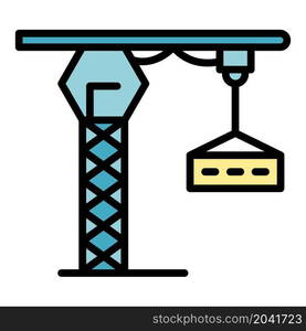 Lift crane icon. Outline lift crane vector icon color flat isolated. Lift crane icon color outline vector