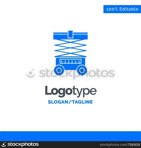 Lift, Forklift, Warehouse, Lifter, Blue Solid Logo Template. Place for Tagline