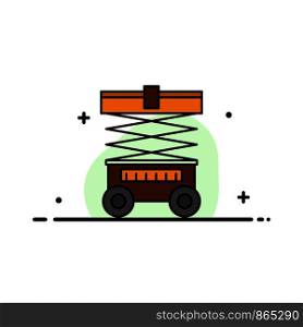 Lift, Forklift, Warehouse, Lifter, Business Flat Line Filled Icon Vector Banner Template