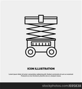 Lift, Forklift, Warehouse, Lifter, Line Icon Vector