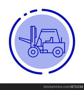 Lifter, Lifting, Truck, Transport Blue Dotted Line Line Icon