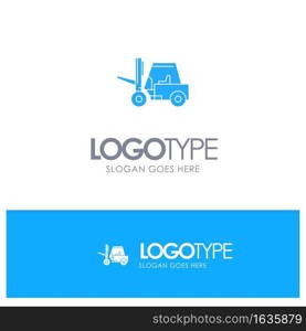 Lifter, Lifting, Truck, Transport Blue Solid Logo with place for tagline