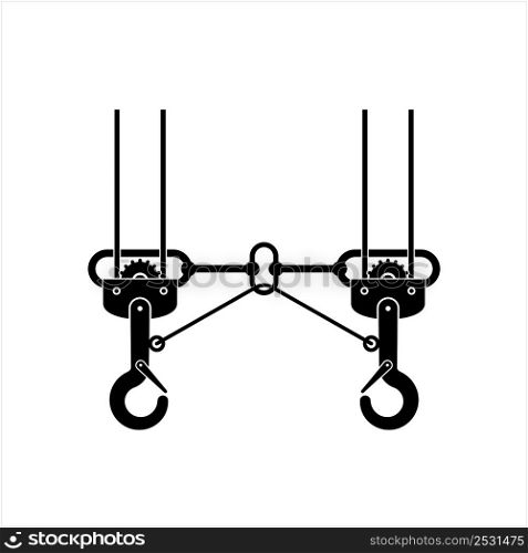 Lifting Hook Icon, Hoist Crane Heavy Weight Lifting Hook Vector Art Illustration