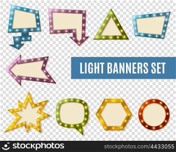Light Banners Transparent Set. Light banners realistic transparent set for advertising isolated vector illustration