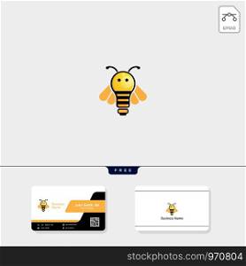 light, bee, flying bee logo template vector illustration, free business card design template. light, bee, flying bee logo template vector illustration, free business card design