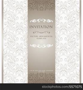 Light beige ornamental pattern invitation card or album cover template vector illustration