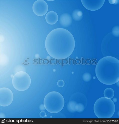 Light blue abstract background with a bokeh in the form of circles. Underwater world with air bubbles. Vector illustration. Light blue abstract background with a bokeh in the form of circles. Underwater world with air bubbles. Vector illustration.