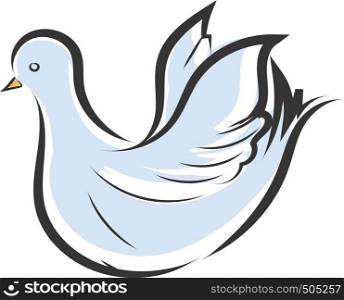 Light blue and white dove with yellow beak vector illustration on white background.