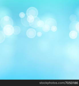 Light Blue Background Vector. Water Summer Bokeh Background With Vintage Filter.. Blur Blue Abstract Image With Shining Lights Vector. Blue Bokeh Background