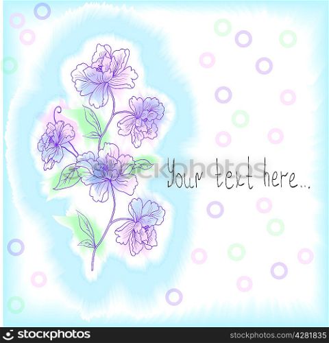 light blue background with rich hand-drawn flowers