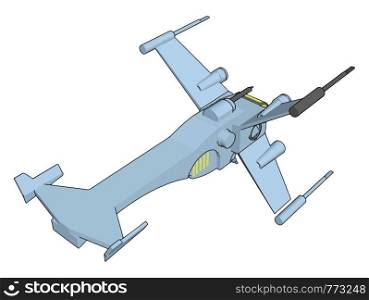 Light blue fantasy battleship vector illustration on white background