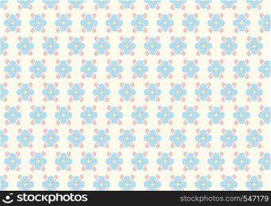 Light blue flower and soft pink spiral on pastel color. Sweet flower style