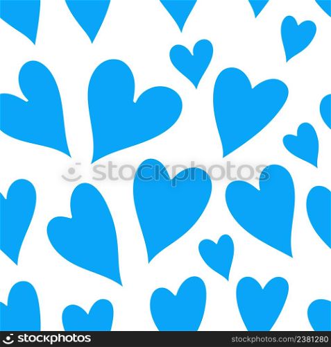 Light blue hearts on a white background.. Blue heart seamless pattern