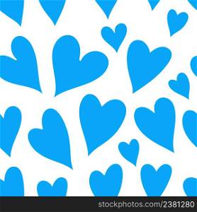 Light blue hearts on a white background.. Blue heart seamless pattern