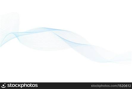 Light blue line fluid wave curve abstract vector on white background illustration.
