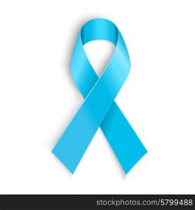 Light blue ribbon as symbol of prostate cancer. Vector Light blue ribbon as symbol of prostate cancer
