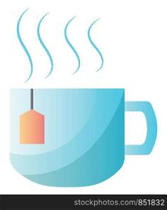 Light blue tea cup vector illustration on white background