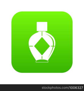 Light bottle of female perfume icon digital green for any design isolated on white vector illustration. Light bottle of female perfume icon digital green