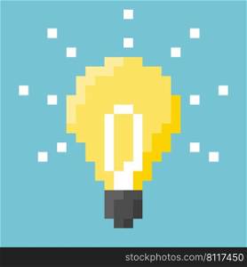 Light Bulb 8bit Pixel Concept.