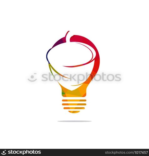 Light bulb and acorn logo design. Acorn logo illustration vector template.