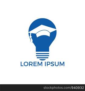 Light bulb and graduation cap logo. Creative Lamp Idea Genius Logo Design Symbol.