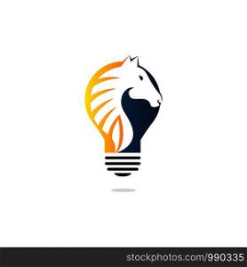 Light bulb and Horse logo design. Wild ideas logo concept.