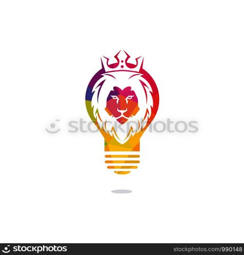 Light bulb and lion logo design. Wild ideas logo concept.