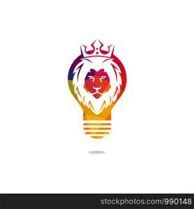 Light bulb and lion logo design. Wild ideas logo concept.