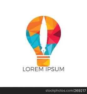 Light Bulb and Pen logo design. Smart L&Pen Logo Design. Education logo template.