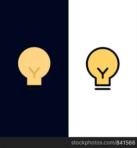 Light, Bulb, Basic, Ui Icons. Flat and Line Filled Icon Set Vector Blue Background