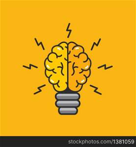 Light bulb brain icon. Brain bulb isolated on white background. Vector stock.