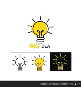 Light bulb, creative idea and innovation, Light bulb icon with concept of idea on white background vector illustration