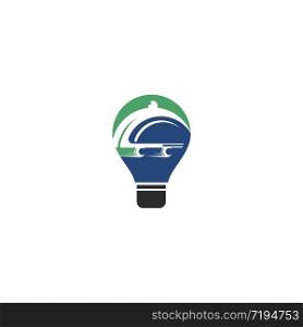 Light Bulb Food delivery logo design. Fast delivery service sign. Online food delivery service.