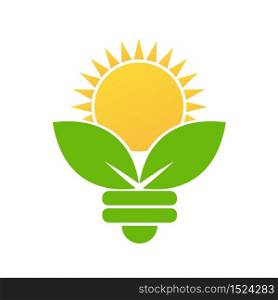 Light bulb green Ecology icon design templat Vector Illustration