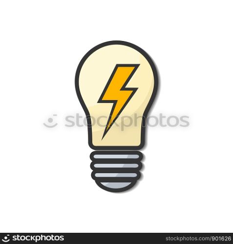 Light bulb icon cartoon with energy sign, stock vector illustration