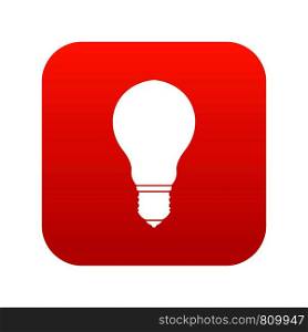 Light bulb icon digital red for any design isolated on white vector illustration. Light bulb icon digital red