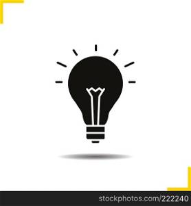 Light bulb icon. Drop shadow silhouette symbol. Good idea. Negative space. Vector isolated illustration. Light bulb icon