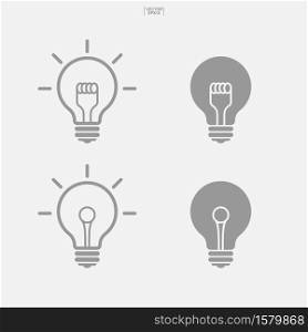 Light bulb icon. Lamp sign and symbol. Vector illustration.