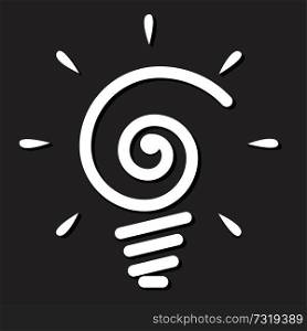 Light bulb icon on black background.