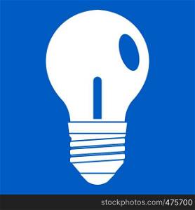 Light bulb icon white isolated on blue background vector illustration. Light bulb icon white