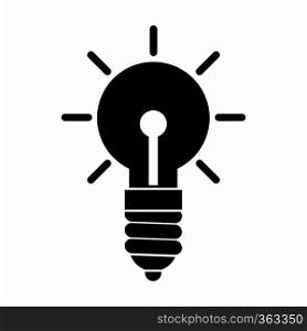 Light bulb idea icon in simple style isolated on white background. Lighting symbol. Light bulb idea icon, simple style